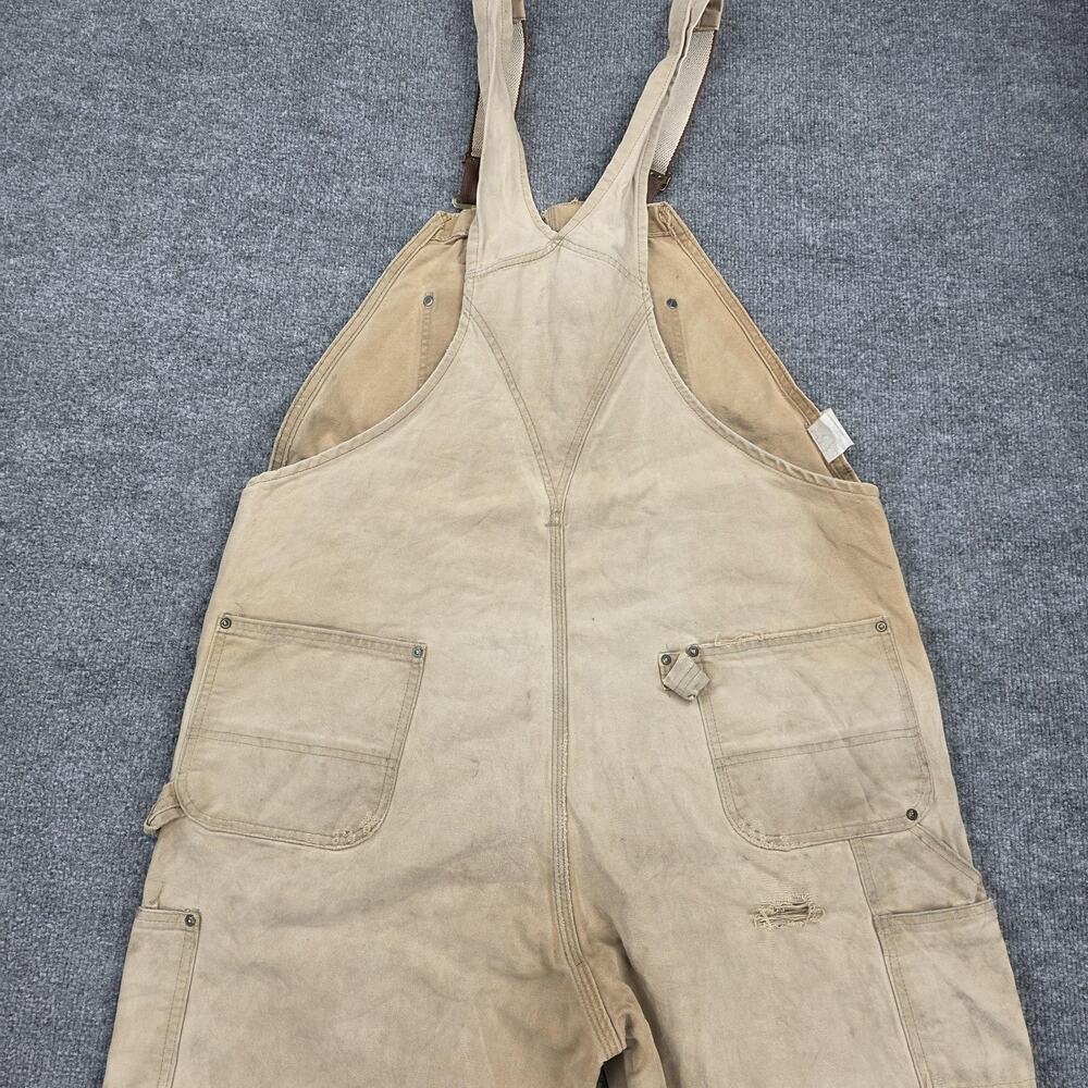 Carhartt Bib Overalls Mens 44x32 Duck Double Knee Distressed R01 BRN Vintage USA - Picture 13 of 16